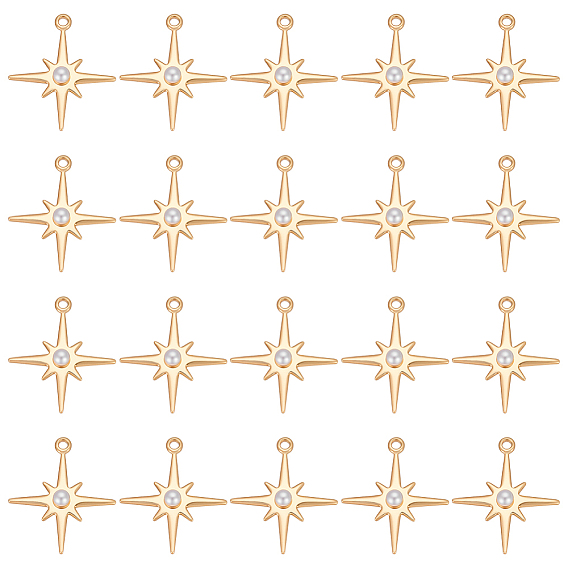 30шт. подвески из латуни и АБС-пластика с имитацией жемчуга, Полярная звезда, без никеля , долговечный