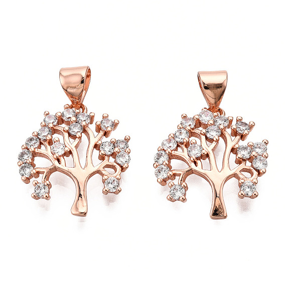 Латунные микро проложить кубического циркония подвески, древо жизни, прозрачные