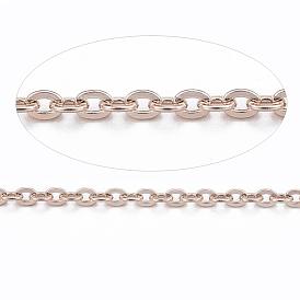 Ion Plating(IP)g 304 Stainless Steel Cable Chains, for DIY Jewelry Making, Soldered, with Spool, Flat Oval