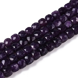 Natural Sugilite Beads Strands, Faceted, Cube