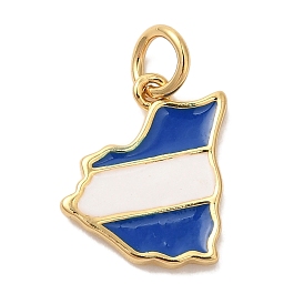 Rack Plating Brass Enamel Charms, with Jump Ring, Cadmium Free & Lead Free, Long-Lasting Plate, Nicaragua Map Charm