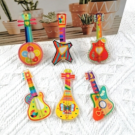 Colorful Printed Acrylic Musical Instrument Big Pendants