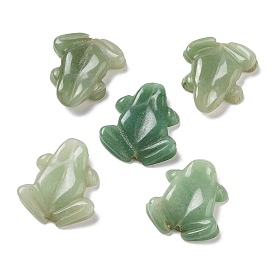 Natural Green Aventurine Carved Beads, Half Hole, Frog