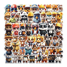 50Pcs Career Theme PVC Waterproof Self-Adhesive Stickers, Cartoon Animal Stickers, for Party Decorative Presents