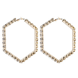 Hexagonal Diamond Stud Earrings for Women - Minimalist Geometric Fashion Jewelry