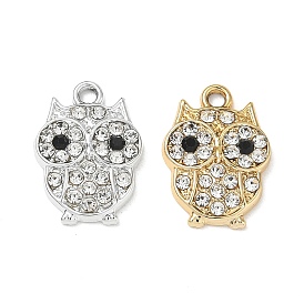 Alloy Rhinestone Pendants, Owl Charms