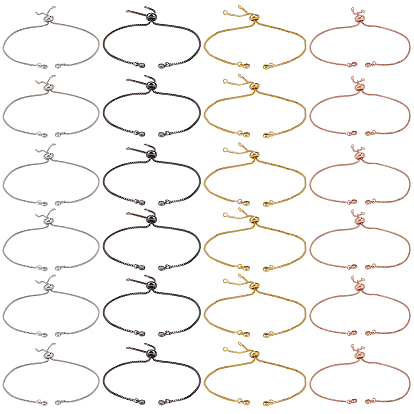 32 шт 4 цвета стойка покрытие регулируемый латунный слайдер изготовление браслета, с кубического циркония, долговечный, без свинца и без кадмия, подходит для соединительных шармов