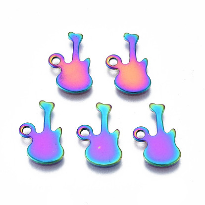 Ion Plating(IP) 201 Stainless Steel Charms, Cadmium Free & Nickel Free & Lead Free, Guitar