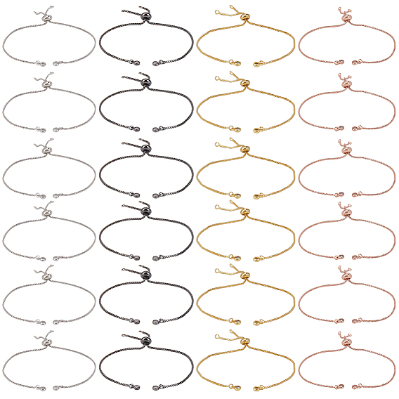 32 шт 4 цвета стойка покрытие регулируемый латунный слайдер изготовление браслета, с кубического циркония, долговечный, без свинца и без кадмия, подходит для соединительных шармов