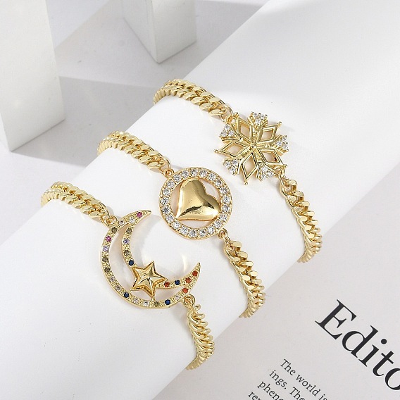 Латунные браслеты с микропаве из чистого кубического циркония, кубинская цепочка ювелирные изделия для женщин, реальный 18 k позолоченный