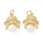 Латунные микро проложить кубического циркония подвески, Пчелы, с ABS имитации жемчуга, без свинца и без кадмия, стойки покрытие, долговечный, с целью перехода в кольце