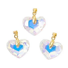 Латунь стекло кулоны, шарма сердца, золотые