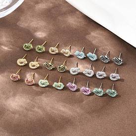 Серьги-гвоздики из латуни с микропаве из кубических цирконий, стойки покрытие, долговечный, без кадмия и без свинца