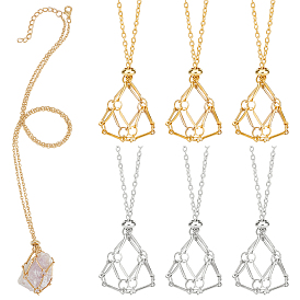 6 шт. 2 цвета железный кабель цепь пустой макраме мешочек кулон слайдер ожерелье изготовление, для держателя камня