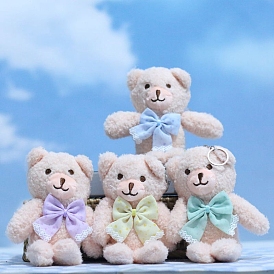 Cute Cloth Plush Bear Pendant Decorations, for Keychain, Purse, Backpack Ornament