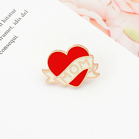 Cartoon Mom Heart Pin - Alloy Oil Drop Brooch for Mother's Day Gift and Clothing Accessory Badge