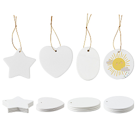16 шт. 4 стили фарфоровые подвесные украшения с термопереносом, для украшения елки, разнообразные