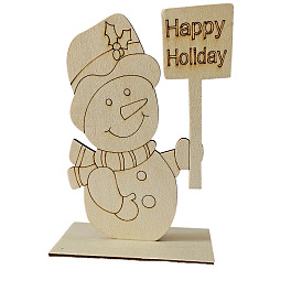 Unfinished Wooden Christmas Snowman, for DIY Hand Painting Crafts, Christmas Tabletop Ornament