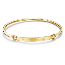 SHEGRACE Fashion Engraved Brass Inspirational Bangle, with Words Believe in Yourself