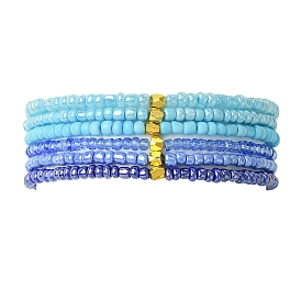 Glass Seed Beaded Stretch Bracelet Sets, Stackable Bracelets