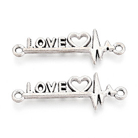 Звенья / разъемы из сплава в тибетском стиле, сердцебиение любви, без кадмия и без свинца