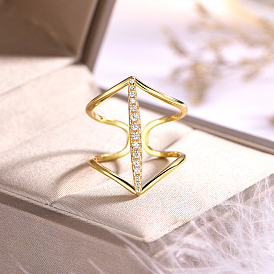 Bagues minimalistes en argent sterling avec pavé de zircones cubiques transparentes pour femmes