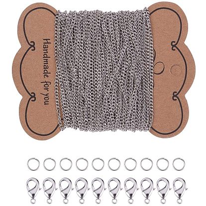 Iron Twisted Chains Curb Chains Necklaces Making, with Jump Rings and Brass Lobster Claw Clasps