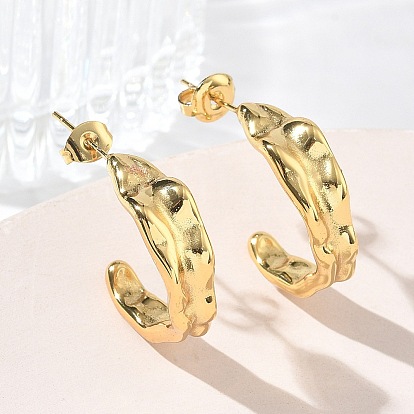 Текстурированные 304 серьги-гвоздики из нержавеющей стали для женщин, серьги-кольца, ионное покрытие (ip)