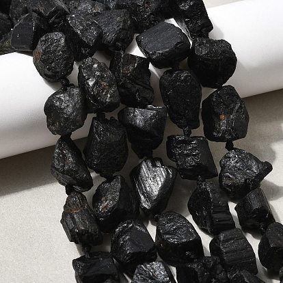 Необработанные грубые нити из натурального черного турмалина, самородки