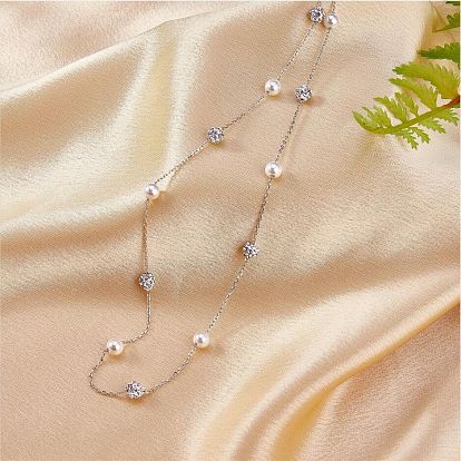 Pearl Necklace for Women 925 Sterling Silver Freshwater Pearl Choker Necklace Y Shape Adjustable Length Necklace Jewelry Gifts for Women
