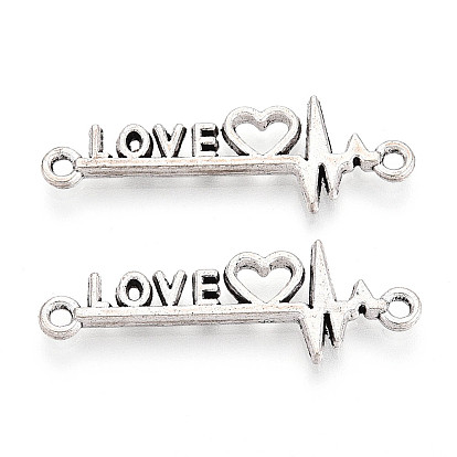 Звенья / разъемы из сплава в тибетском стиле, сердцебиение любви, без кадмия и без свинца