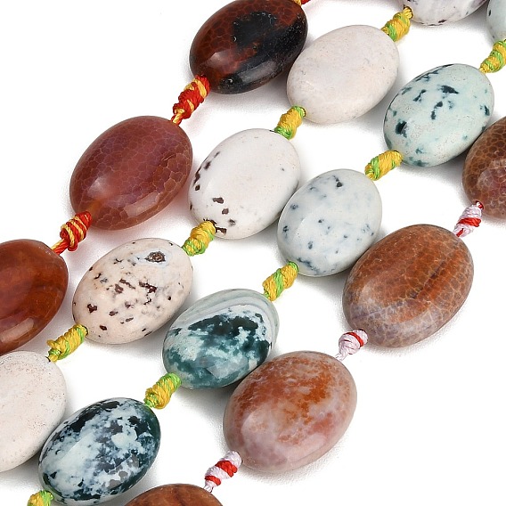 Naturelles feu crépitent agate perles brins, teints et chauffée, Ovale Plat