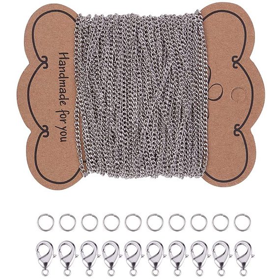 Iron Twisted Chains Curb Chains Necklaces Making, with Jump Rings and Brass Lobster Claw Clasps