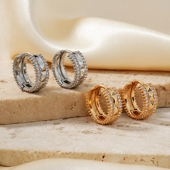 Блестящие полые латунные серьги-кольца из прозрачного кубического циркония, минималистский винтажный стиль для женщин