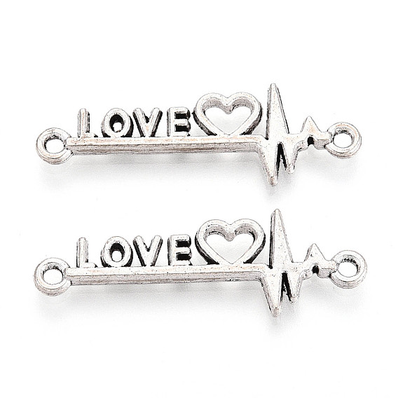 Звенья / разъемы из сплава в тибетском стиле, сердцебиение любви, без кадмия и без свинца