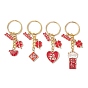 Подвесные брелки из сплава эмали, с железными разъемными кольцами для ключей, кошелек, украшение для рюкзака, красные, 2025 новый год