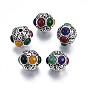 Tibetan Style Alloy Beads, with Dyed & Heated Glass, Cadmium Free & Lead Free, Round