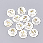Freshwater Shell Links/Connectors, with Brass Findings, Flat Round with Constellation