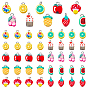 160Pcs 10 Style Handmade Polymer Clay Charms, with Platinum Tone Iron Loops, Fruit