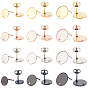 48Pcs 4 Colors PVD Vacuum Plating 304 Stainless Steel Stud Earring Findings, with Loop and Flat Plate, Earring Backs, Flat Round
