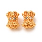 Brass Micro Pave Clear Cubic Zirconia Beads, Flower, Rack Plating, Long-Lasting Plated