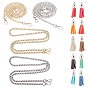 Iron Bag Strap Chains, Curb Chains, with Swivel Lobster Claw Clasps, Faux Suede Tassel Pendant