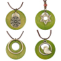 4 шт. 4 стили ожерелья из сплава в тибетском стиле с искусственными замшевыми шнурами, звезда, цветок, птица, плоский круглый