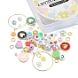 DIY Candy Color Bracelet Wine Glass Charm Making Kit, Including Polymer Clay Disc & Glass Seed & Acrylic Letter & Plastic Pearl Beads, Alloy Heart Pendant, Brass Wine Glass Charm Rings