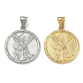 304 подвески из нержавеющей стали, плоская круглая форма с подвеской Святого Михаила