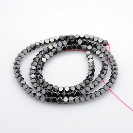 Non-magnetic Synthetic Hematite Beads Strands, Cube, Faceted, 3x3x3mm, Hole: 1mm, about: 128pcs/strand, 15.7 inch