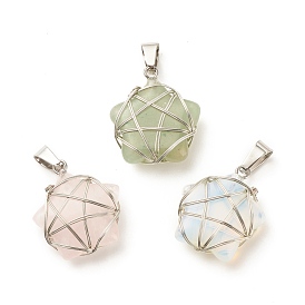 Natural & Synthetic Mixed Stone Pendants, with Eco-Friendly Copper Wire, Star