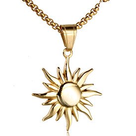 304 Подвеска-солнце из нержавеющей стали, цепочка-коробочка для мужчин