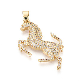 Латунные микропаве прозрачные подвески с фианитом, лошади прелести