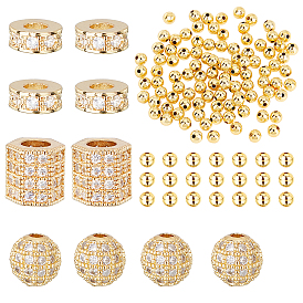 Nbeads Brass Micro Pave Cubic Zirconia Beads, Clear